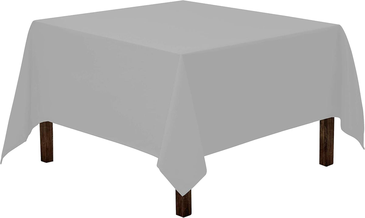 Gee Di Moda Square Tablecloth - 85 x 85 Inch Silver Table Cloth for Large Square or Round Tables