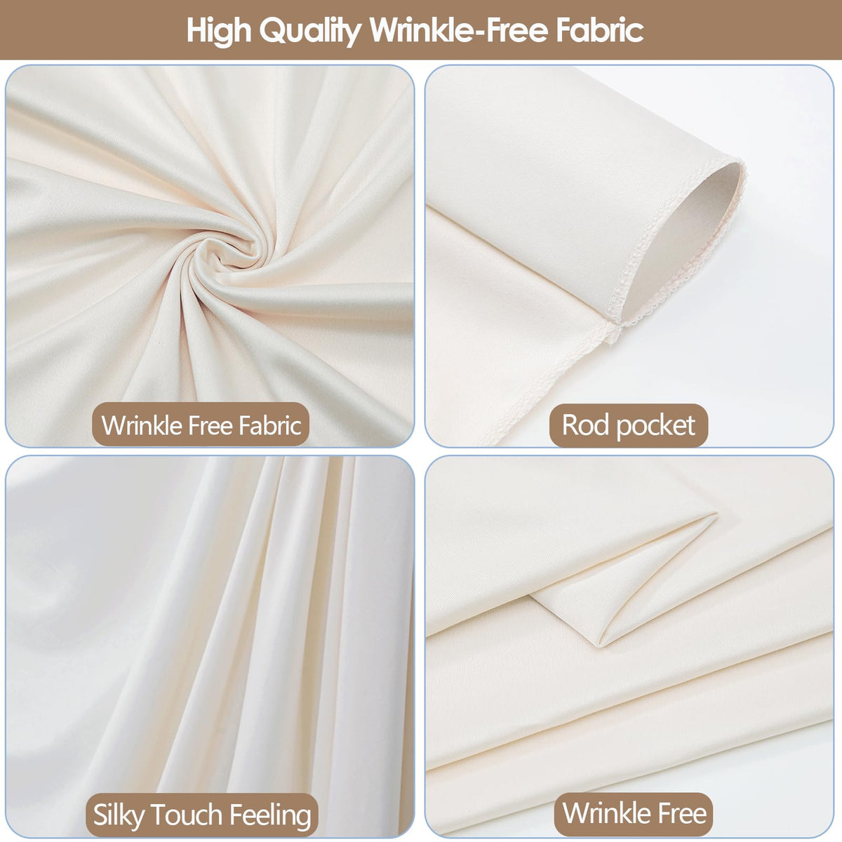 10x10ft Wrinkle Free Ivory Backdrop Curtain for Parties Soft Fabric Drapes Wedding Ivory Curtain