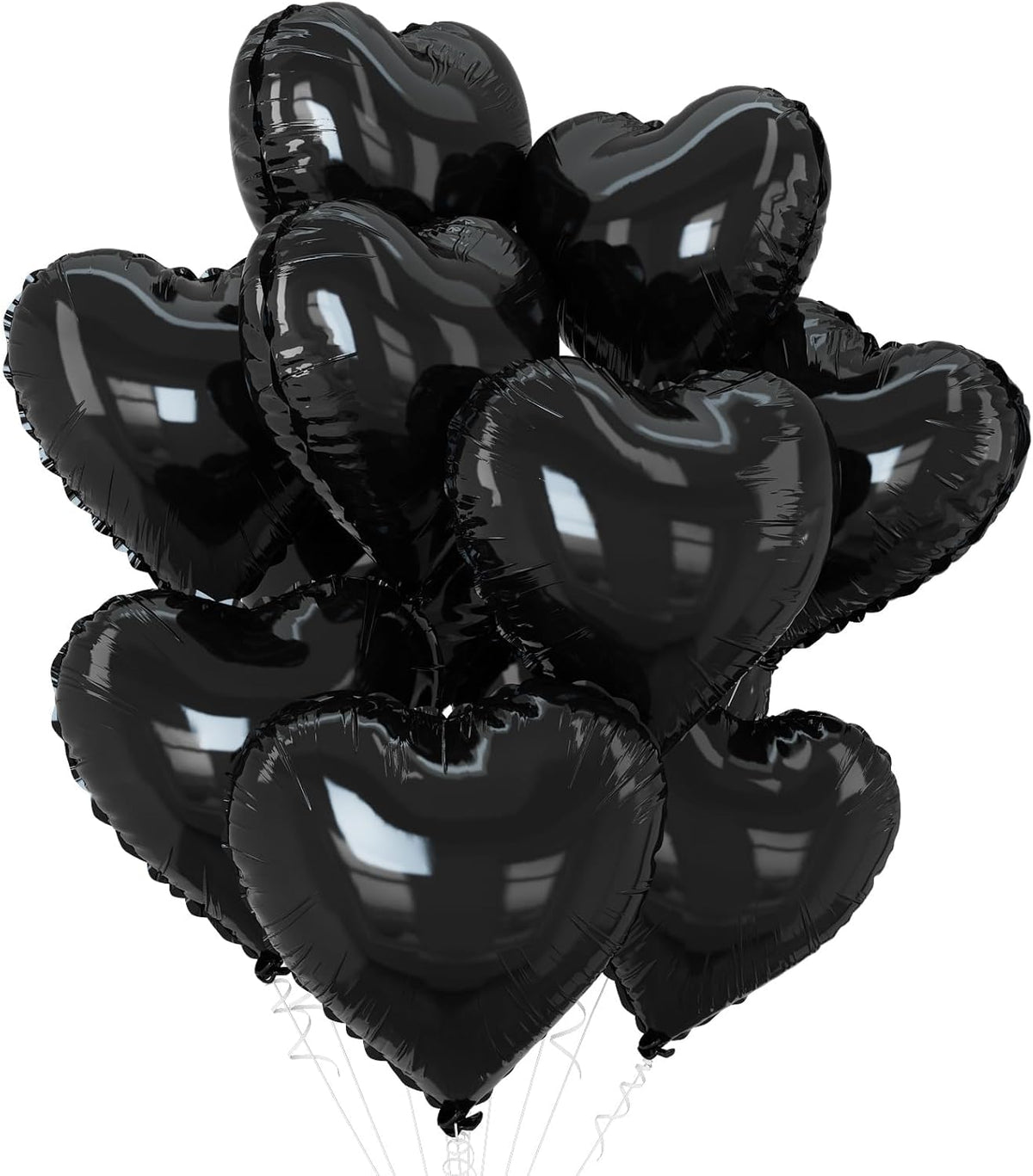 Black Heart Balloons,10Pcs Black Foil Heart Shaped Love Balloons,18Inch Helium Polyester Film