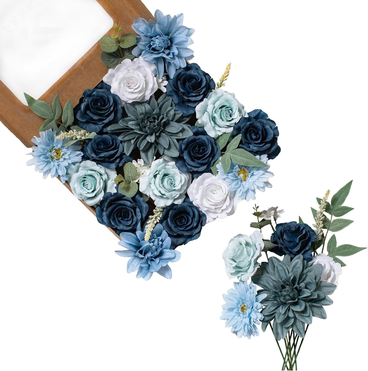 FANKO Dusty Rose Artificial Flowers Combo for DIY, Fake Blue Rose Artificial Silk Flowers with