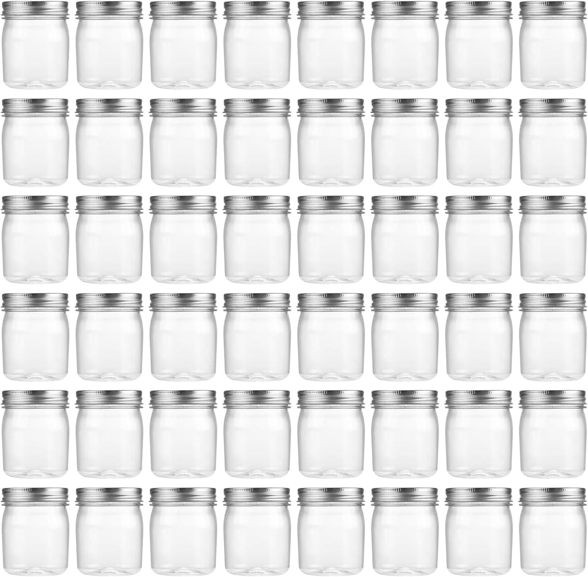 novelinks 8 oz Clear Plastic Jars with Screw-On Lids - BPA-Free Refillable Storage Containers for