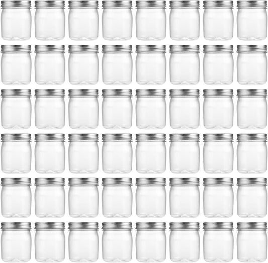 novelinks 8 oz Clear Plastic Jars with Screw-On Lids - BPA-Free Refillable Storage Containers for