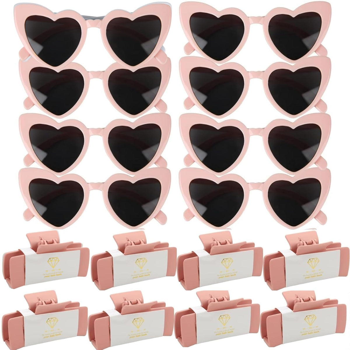 16pcs Bridesmaid Proposal Gifts 4.1inch square Matte Bachelorette Claw Clips Sunglasses set of 12