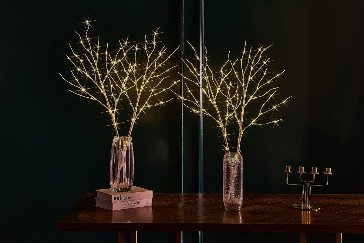 Fudios Lighted Branches with Timer Battery Operated 30IN Tall Birch Twig Lights for Vase 100 LED