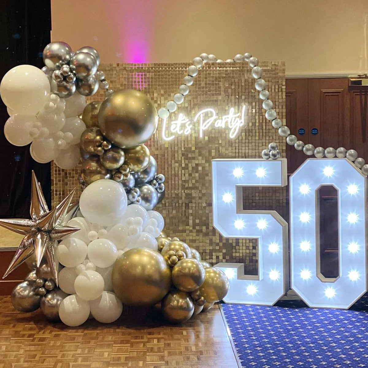 Paready Gold and Silver Latex Balloons, 60 Pcs 12 Inch Metallic Gold Silver and White Confetti