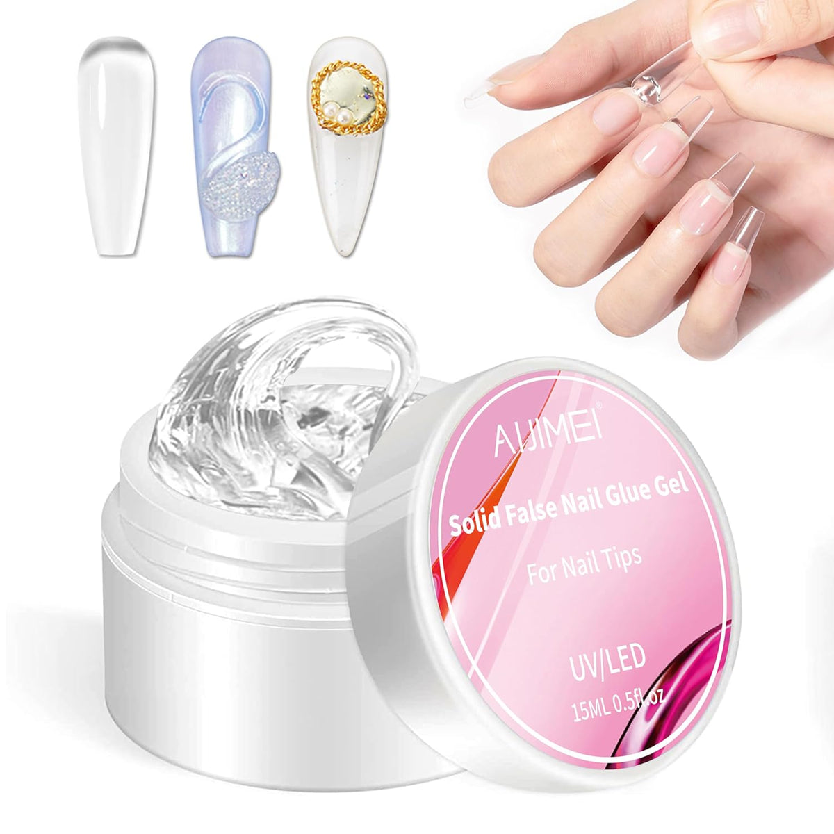 AIJIMEI Solid Builder Nail Gel - 15ml Solid Gel for Press Ons, False and Acrylic Tips Sculpting Gel