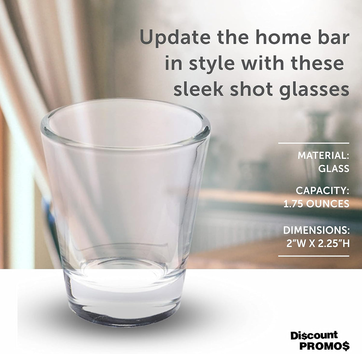 DISCOUNT PROMOS Shot Glasses Set 1.75 oz. Set of 10 Bulk Pack, Wedding Favor, Birthday Party