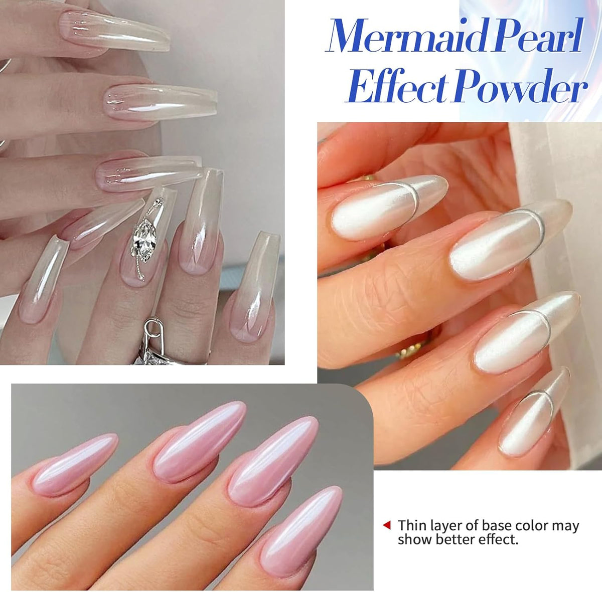 BORN PRETTY Chrome Nail Powder,White Pearl Metallic Mirror Holographic Chrome Powder for