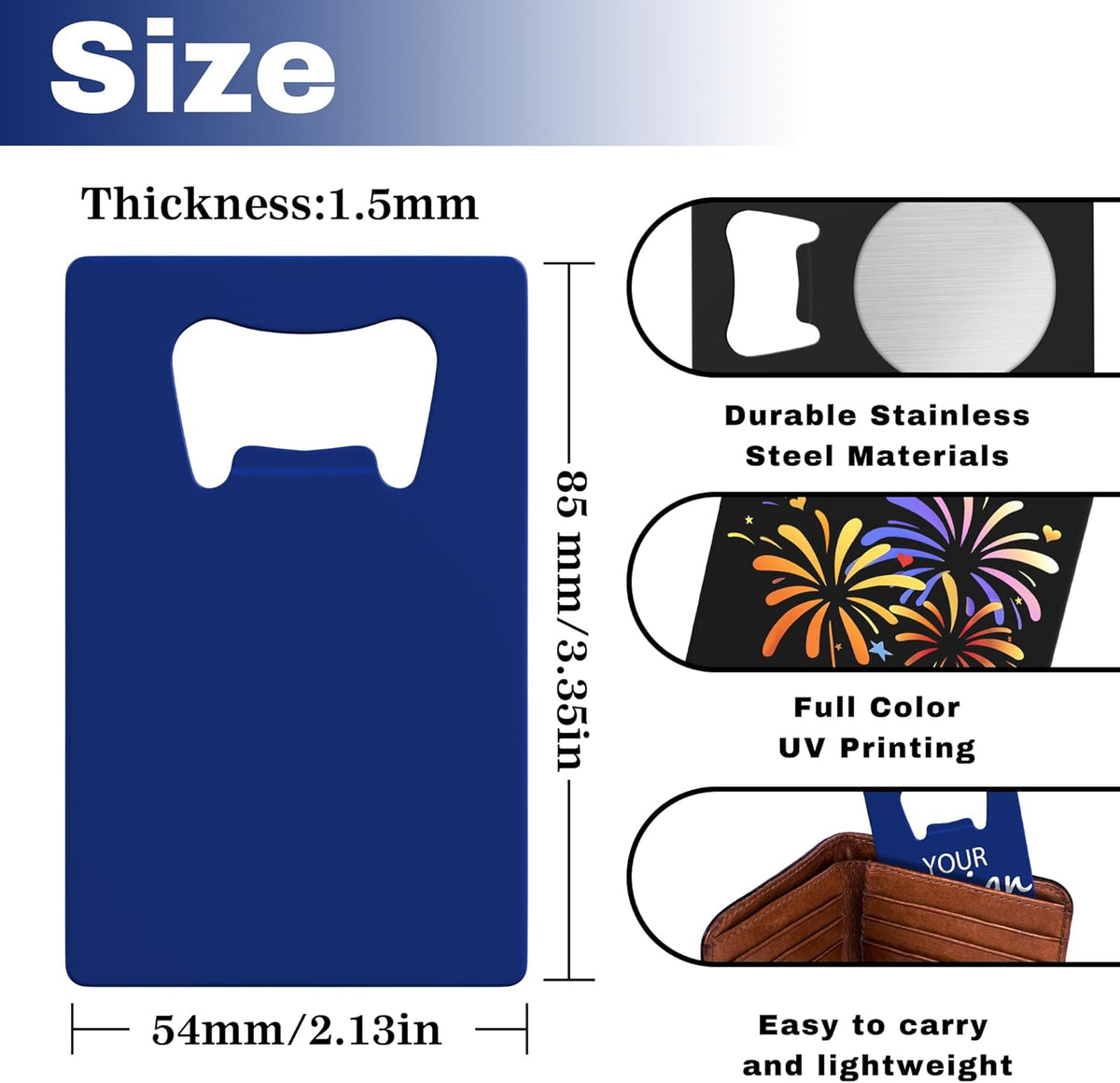 4-100 Pcs Personalized Bottle Opener, Custom Stainless Steel Credit Card Bottle Opener, Full Color