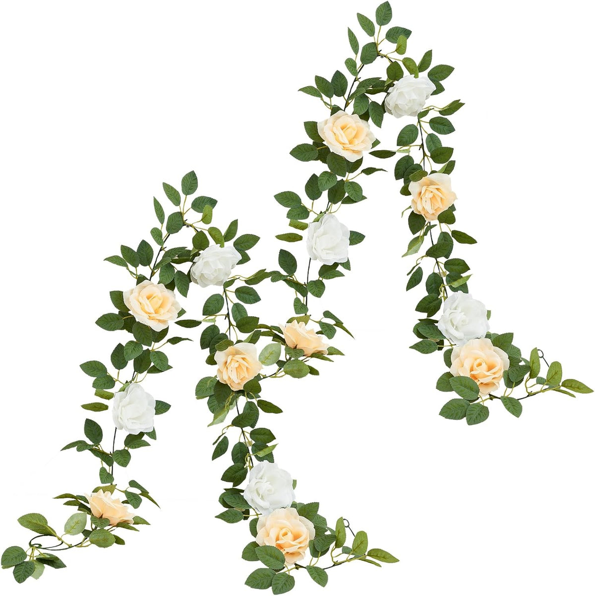 Artificial Rose Garlands Rose Vines Leaves Banners Hanging Floral Garland Fake Rose Flower Vine