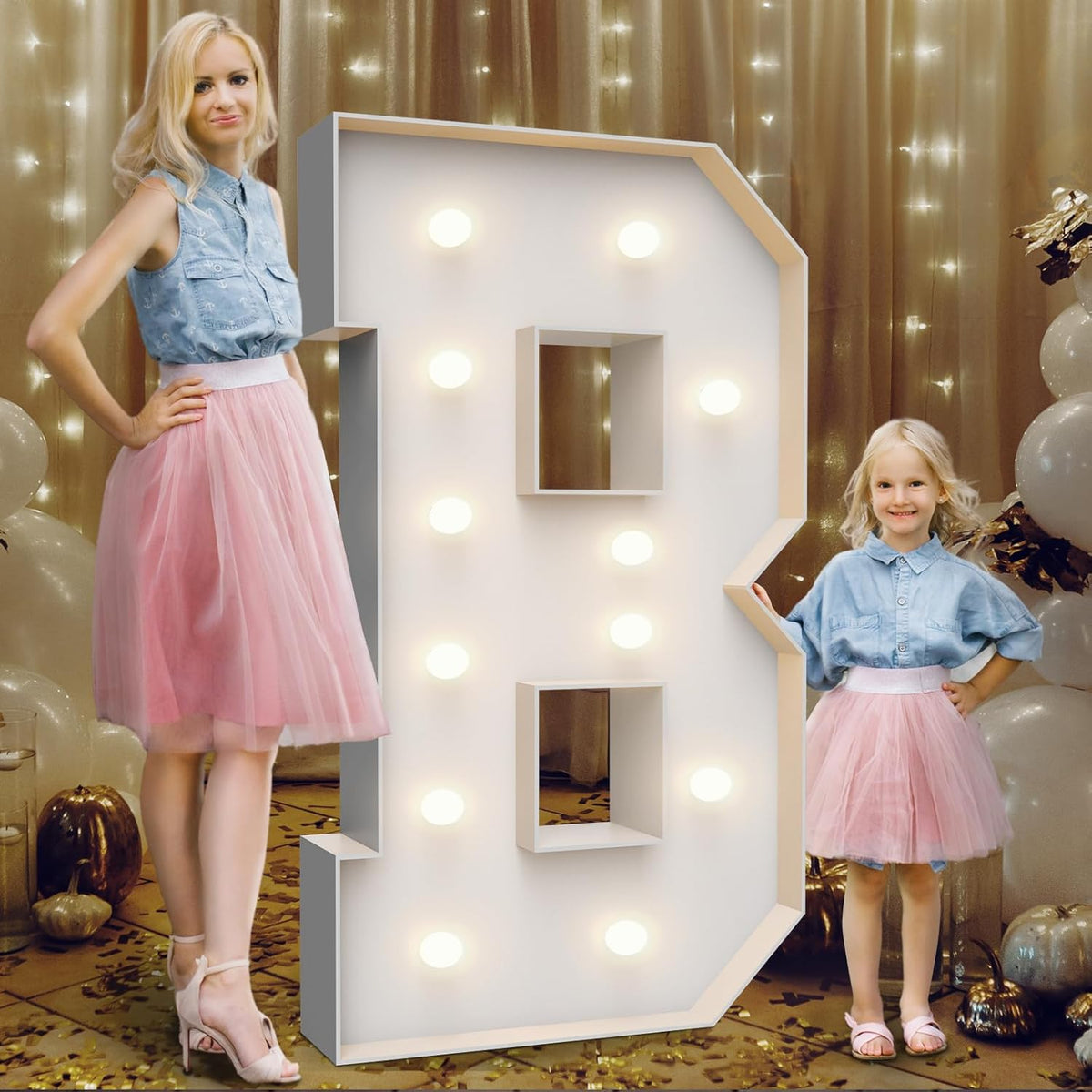 4FT Marquee Light Up Letters B,Party Decoration Large Marquee Light Up Letters with Weighted Water