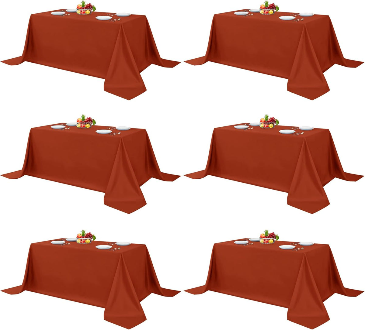 Fitable Rust Table Clothes for Rectangle Tables, 6 Pack - 90 x 156 Inch - Reusable and Elegant Fall