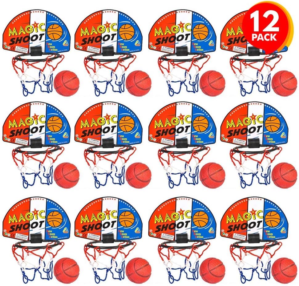ArtCreativity Mini Basketball Game (12 Sets) Each Set Includes 1 Mini Ball, 1 Back Board Net, &