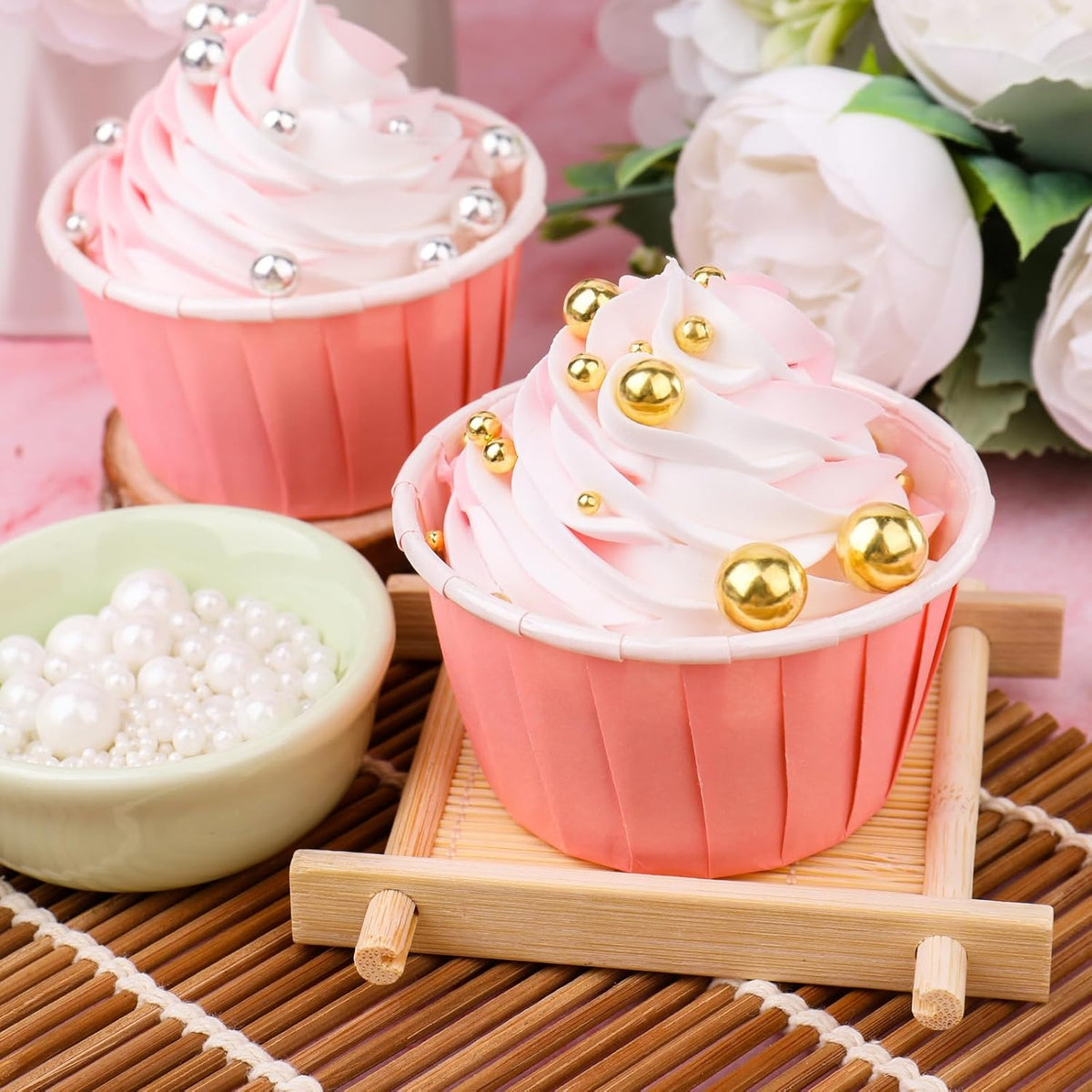 Yellow Pearl Sprinkles for Cake Decorating, 11.3 Oz Edible Pearls Sugar 4 Sizes Gift Box Set for