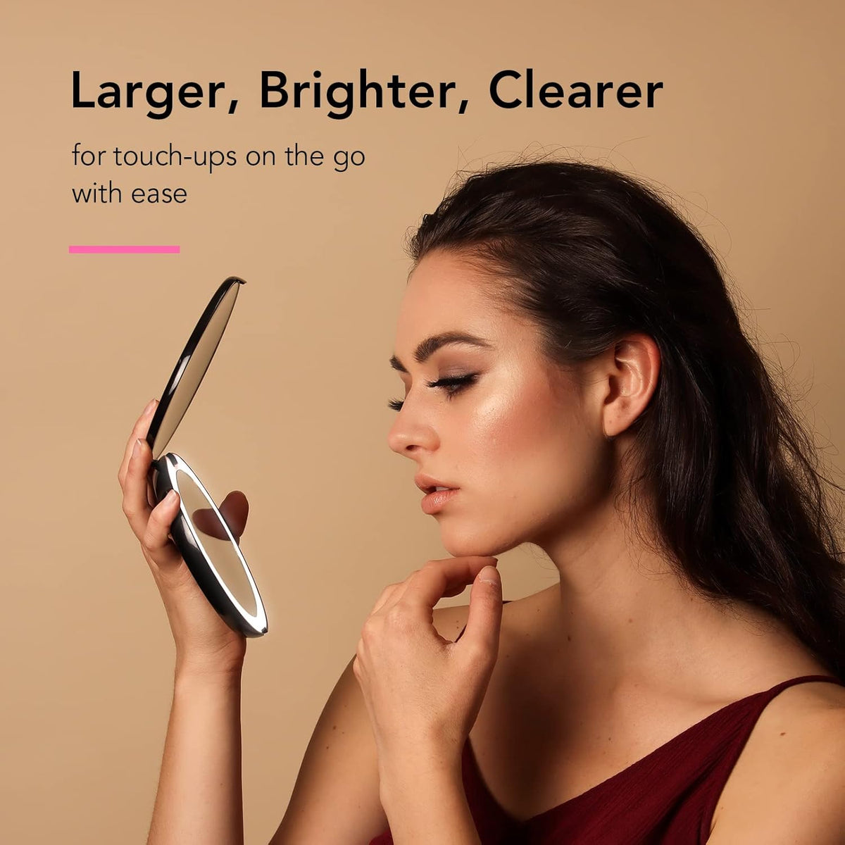 Fancii Taylor LED Lighted Travel Makeup Mirror, Rechargeable with 10x/1x Magnifying & 3 Light