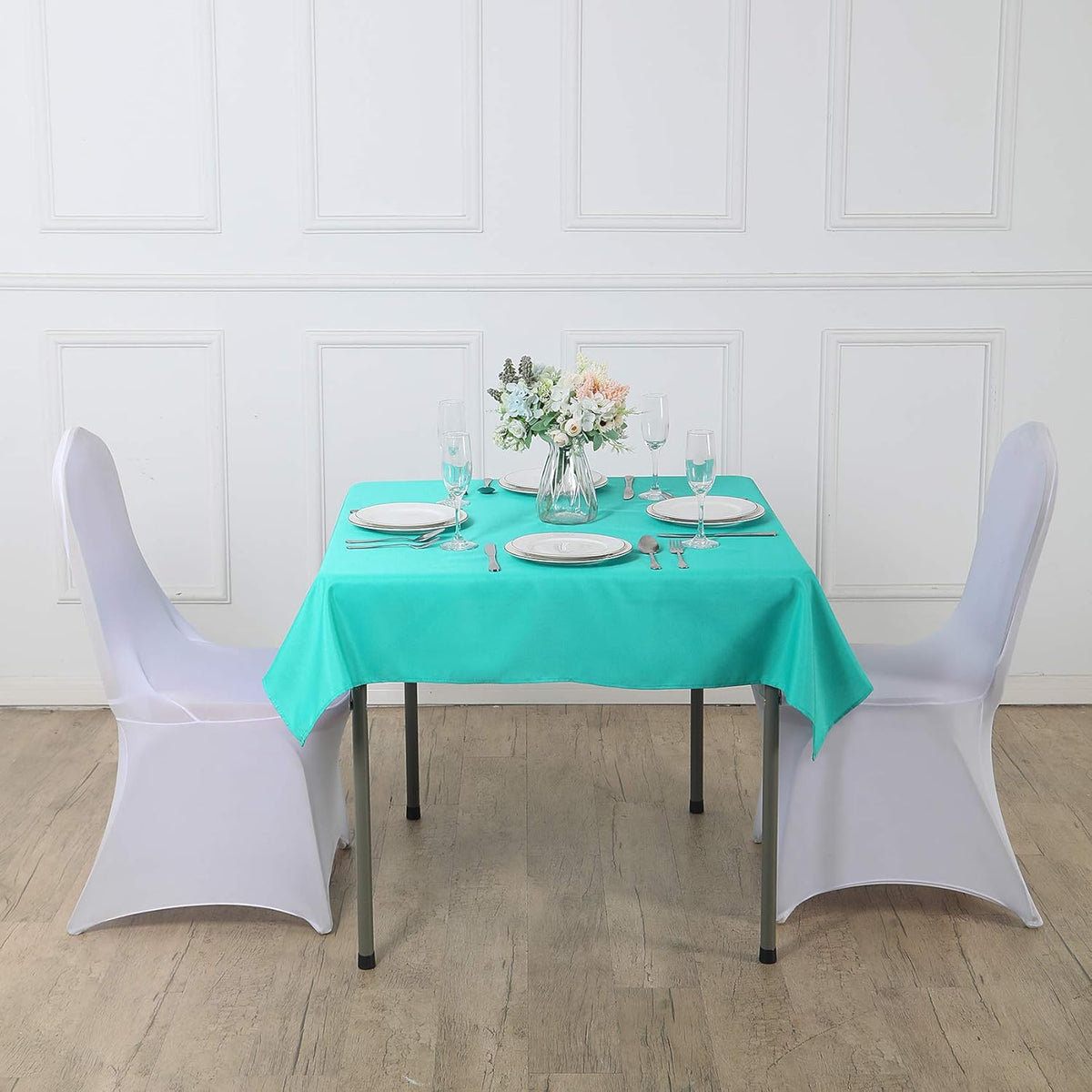 Cupuamon Square Tablecloth 90x90 inch Washable Polyester Fabric Table Cloth for Wedding Party