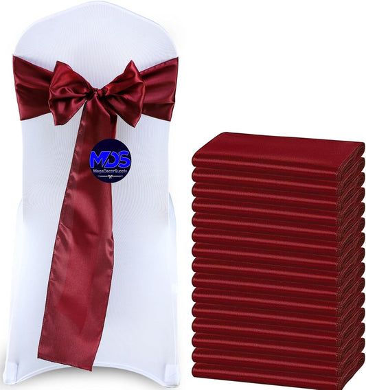 MDS Pack of 50 PCS Satin Chair Sashes Charmeuse Sateen Dining Chair Bows Ribbon Ties Back Sash for