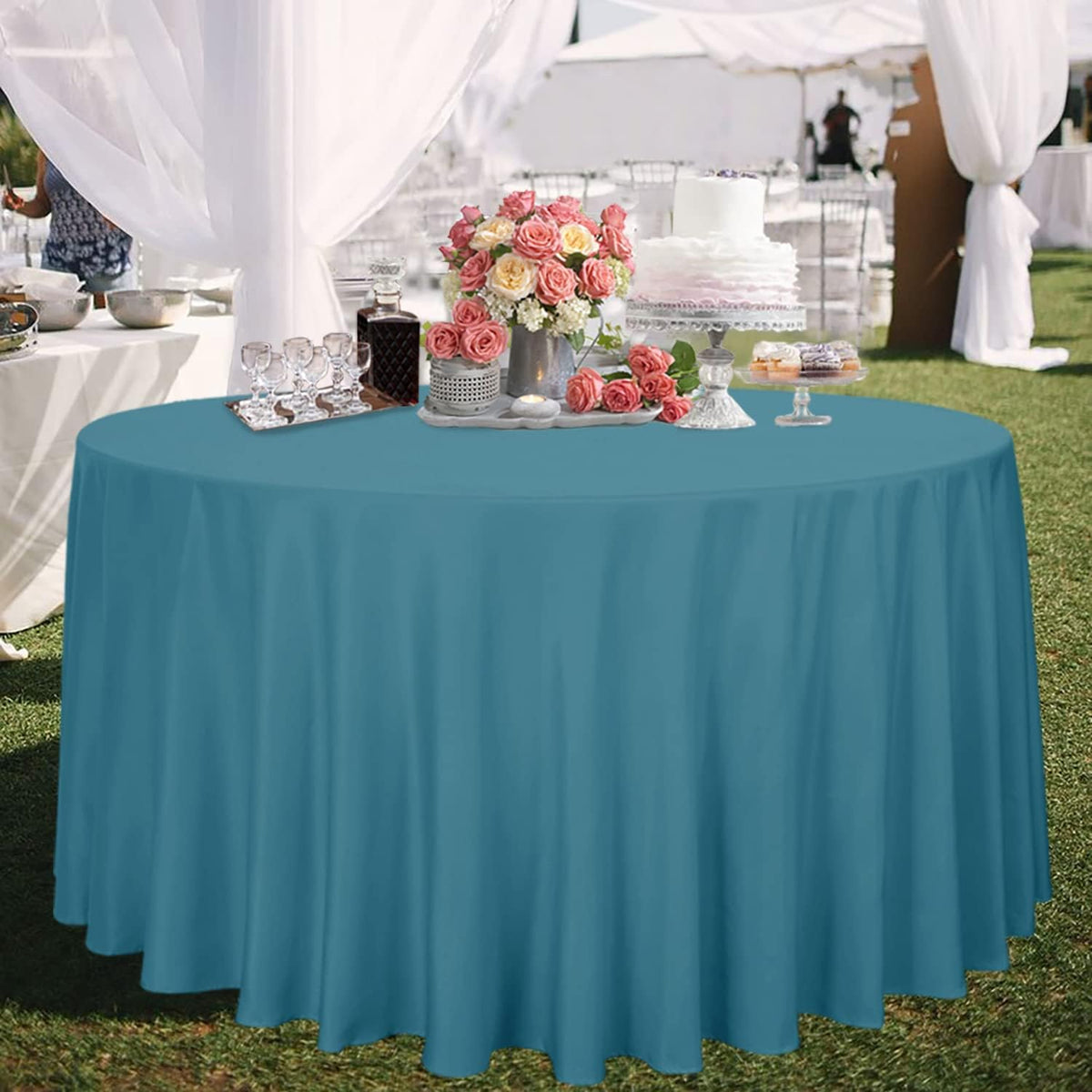 sancua Round Tablecloth - 120 Inch - Water Resistant Spill Proof Washable Polyester Table Cloth