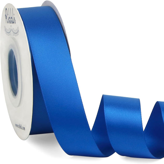 Ribbli Royal Blue Double Faced Satin Ribbon,1” x Continuous 25 Yards,Use for Bows Bouquet,Gift