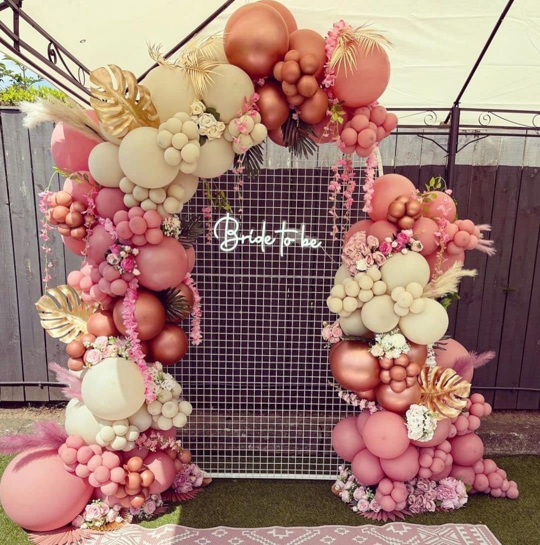 Dusty Pink Boho Blush Balloons, Metallic Rose Gold Retro Pink Ivory White Balloon, Nude Cream White