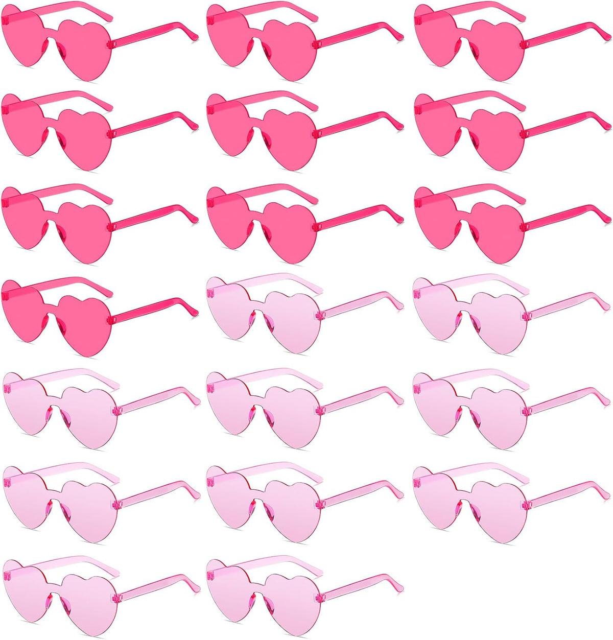 12/20/24 Pairs Heart Sunglasses for Women Men, Trendy Heart Shaped Rimless Transparent Sunglasses