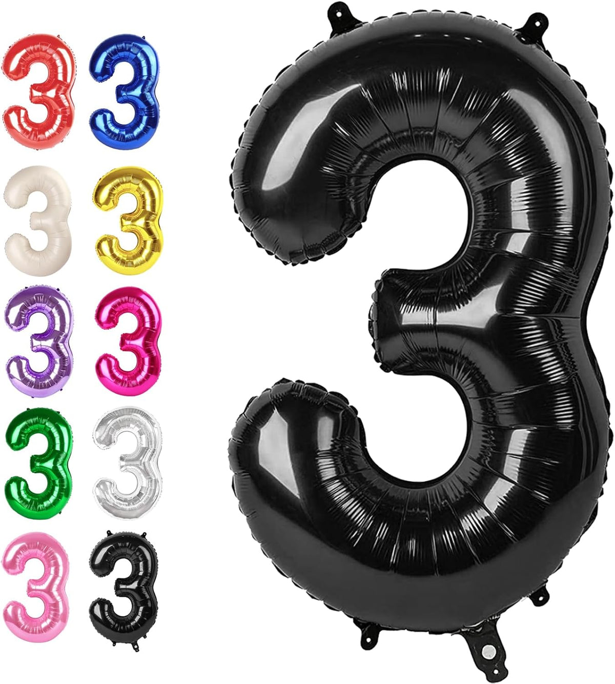 40 Inch Black 3 Large Number Balloon, 3 13 23 30 33 36 38 Black Birthday Party Decorations, Numbers