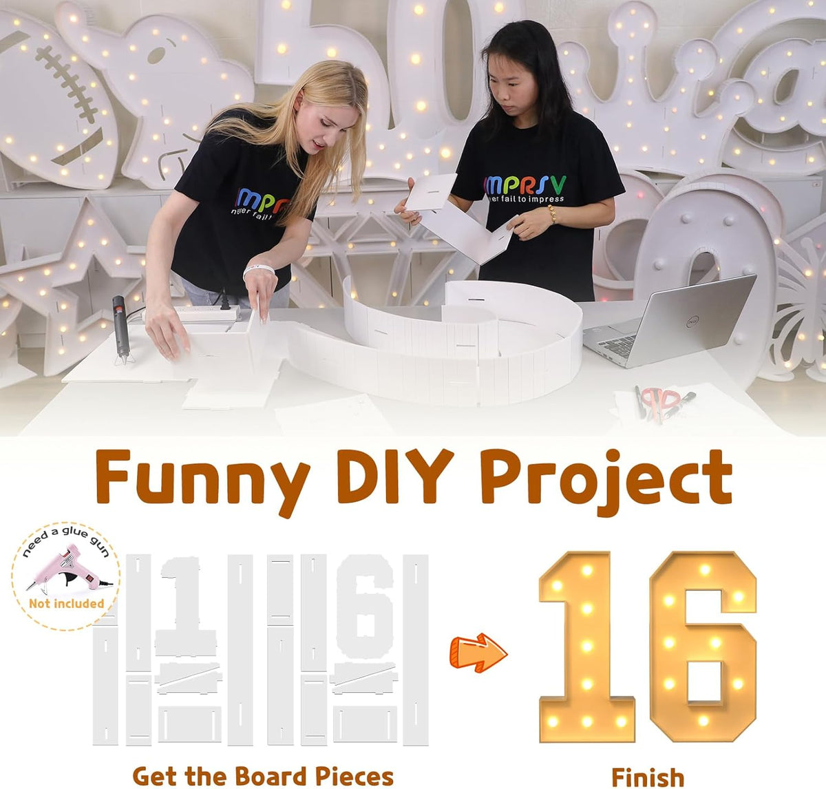 imprsv 3FT Marquee Light Up Numbers, Marquee Numbers 16th Birthday Decorations for Girls Boys, 16th