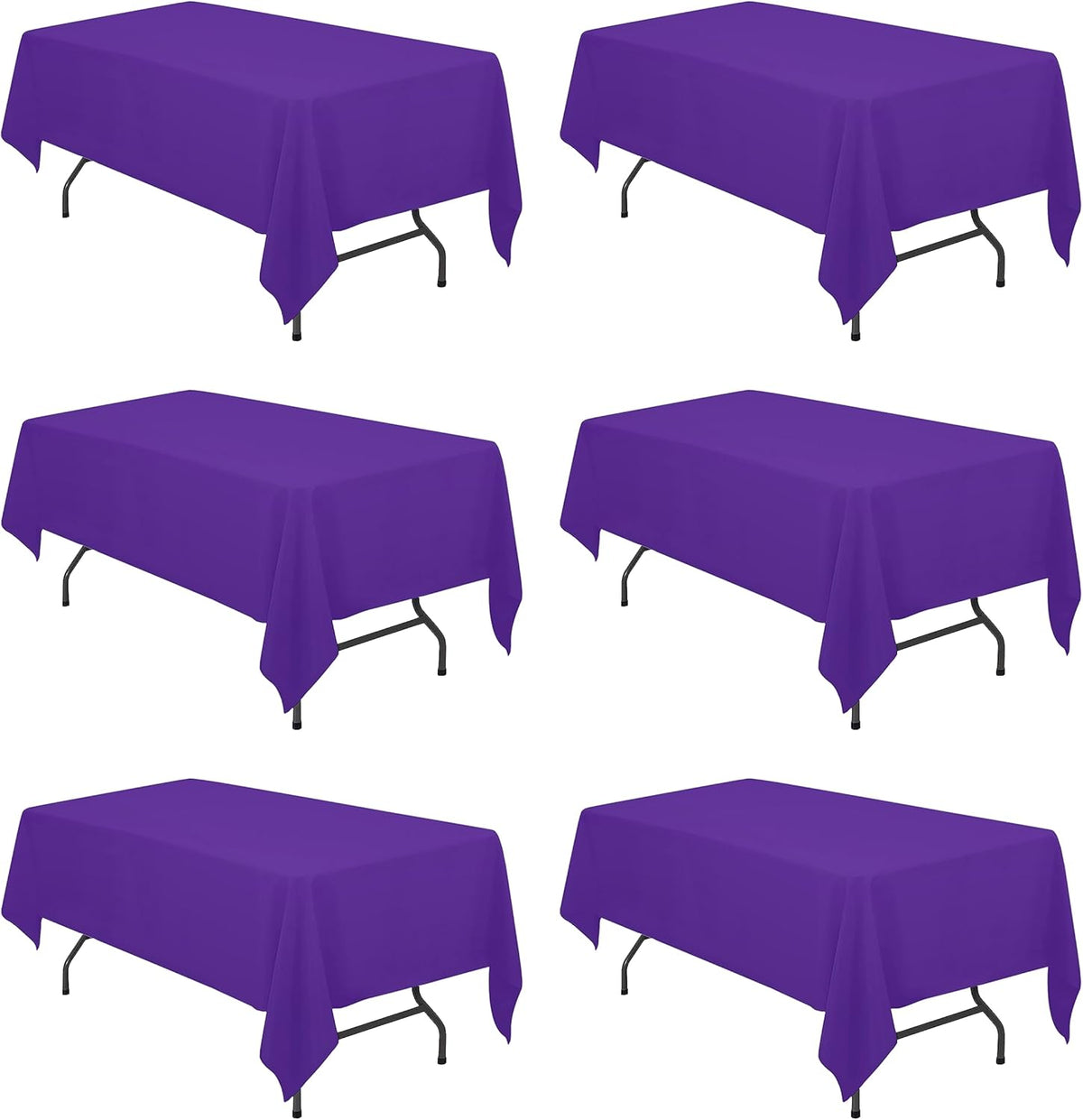 BRILLMAX 6 Pack Purple Tablecloths for 6 Foot Rectangle Tables 60 x 102 Inch - 6ft Rectangular Bulk
