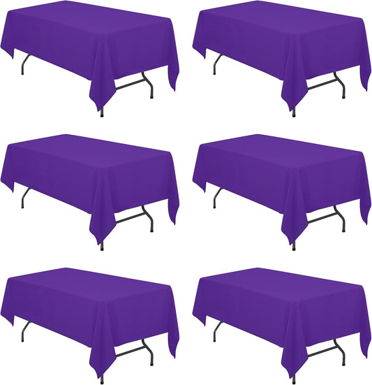 BRILLMAX 6 Pack Purple Tablecloths for 6 Foot Rectangle Tables 60 x 102 Inch - 6ft Rectangular Bulk