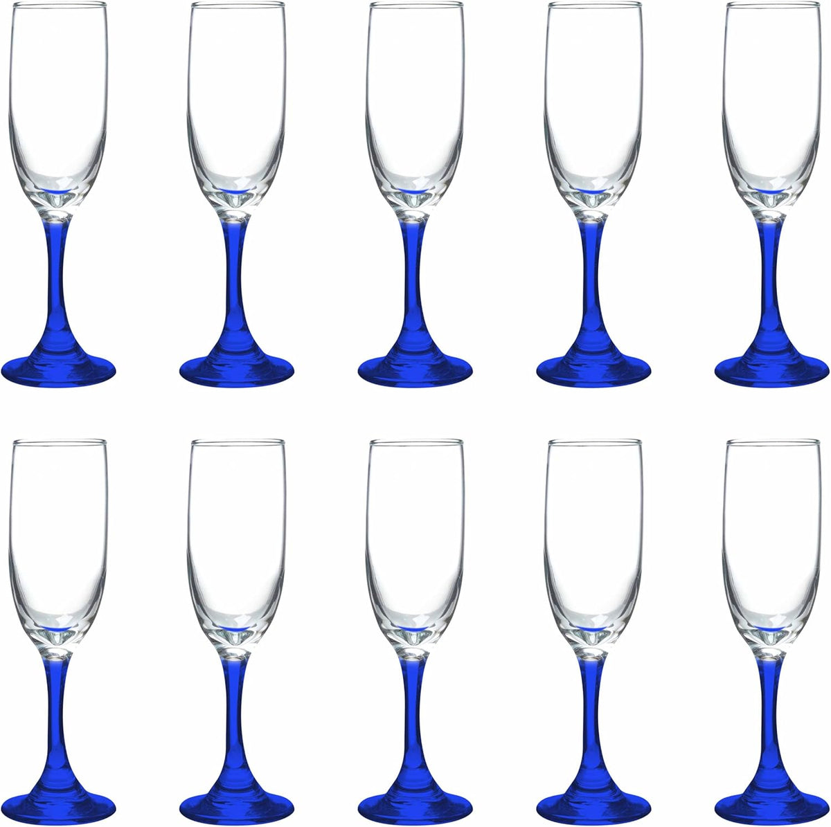 DISCOUNT PROMOS Premiere Champagne Flutes 6.25 oz. Set of 10, Bulk Pack - Elegant Drinkware for