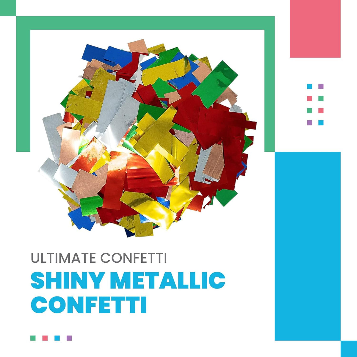 Multicolor Mylar Shiny Metallic Foil Rectangular Confetti for Cannon and Launcher use - Gender