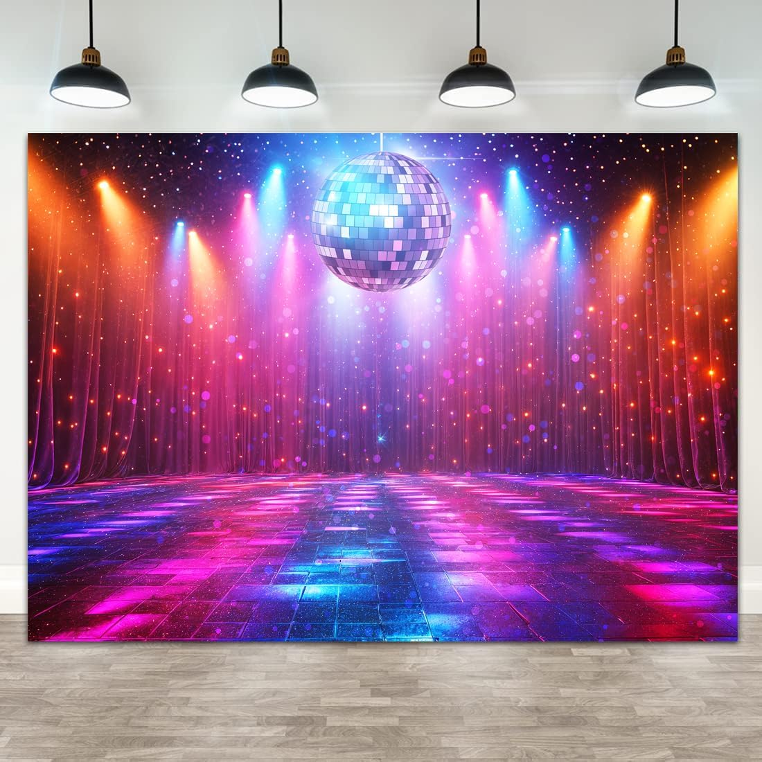 Disco Decorations Backdrop, Retro Glow Party 70s 80s 90s Theme Stage Dance Background Disco Party