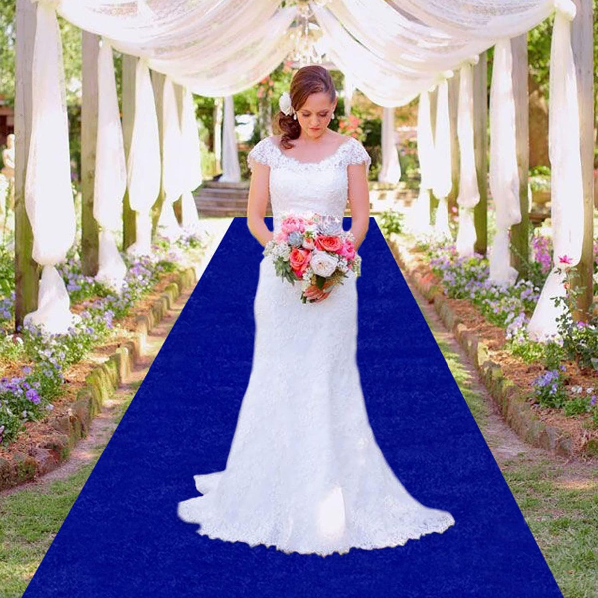 MODFUNS Royal Blue Aisle Runner Wedding Runner Aisle 4x25ft Velvet Fabric Carpet Runner for Party