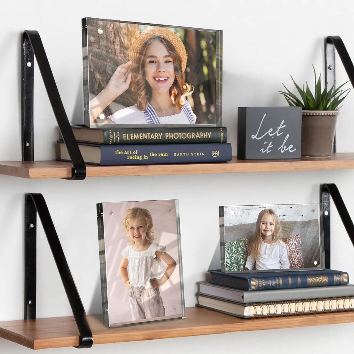 4x6 Inches Acrylic Picture Frames 1 Pack, Double Sided Magnetic Photo Frames,Free Standing on Desk
