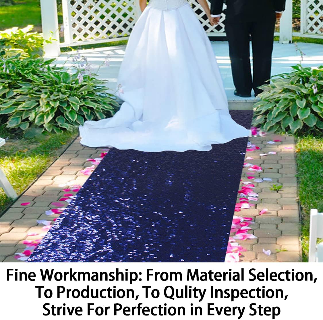 ShinyBeauty Sequin Aisle Runners 2Ft x 15Ft Navy Carpet Runner for Party Glitter Runner for Wedding