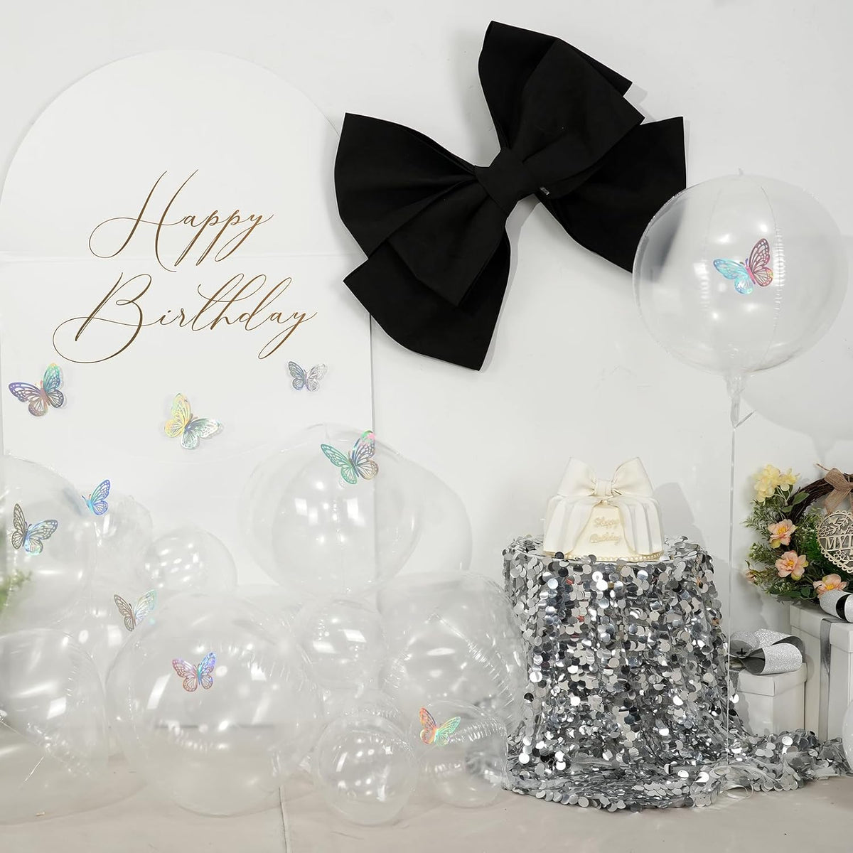 12Pcs Clear Round Foil Balloons, 22" 15" 10" 4D Helium Transparent Balloon, Clear Bubble Foil