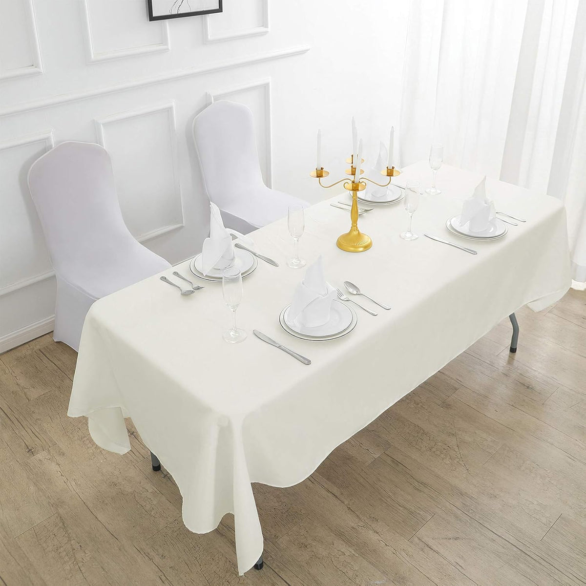Rectangle Tablecloth 60x84 inch Washable Polyester Fabric Table Cloth for Wedding Party Dining