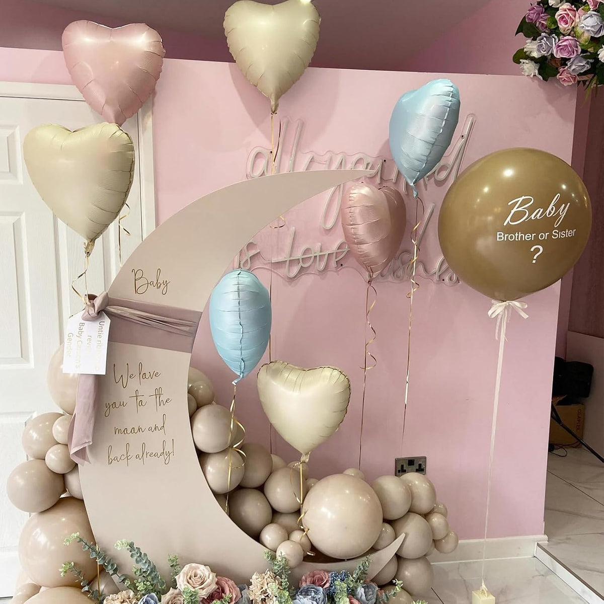 Baby Blue Heart Balloons,10Pcs Cream White Blue Foil Heart Shaped Balloons,18Inch Sand White Pastel