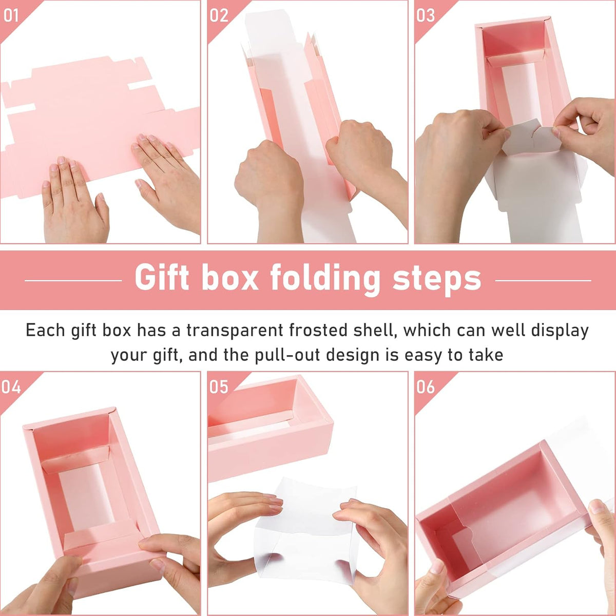 Roowest 50 Sets Kraft Soap Boxes Rectangle Packaging Box with Window Homemade Gift Box with Blank