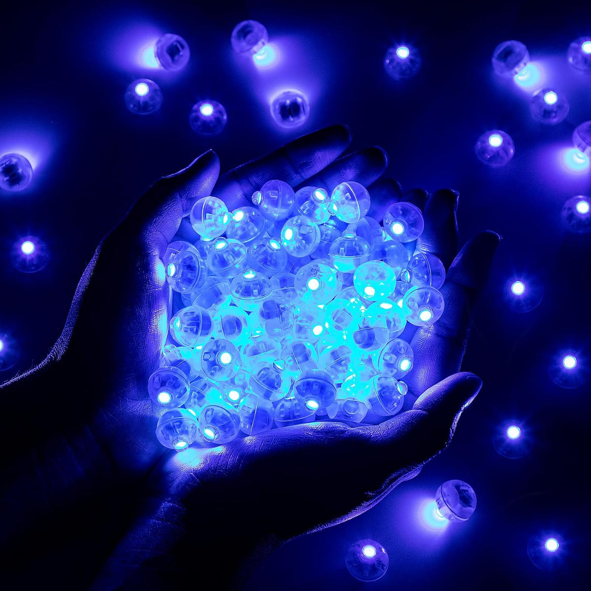 50pcs Blue LED Balloon Light, Round LED Ball Lamp Tiny Led Lighting Decoration for Indoor Outdoor