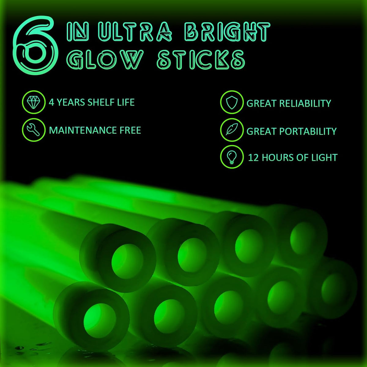 Sotiff 48 Pcs Bright 6 Inch Large Glow Sticks Bulk Emergency Glow in The Dark Sticks with 12 Hour
