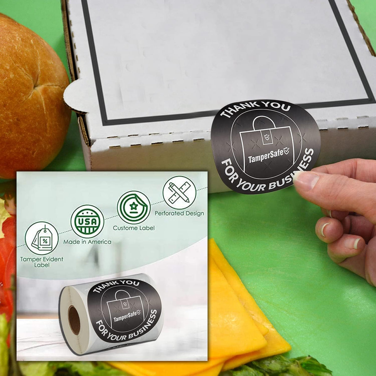 Angel's Peel Lounge Thank You Tamper Proof Stickers Roll — Tamper Evident Stickers for Delivery