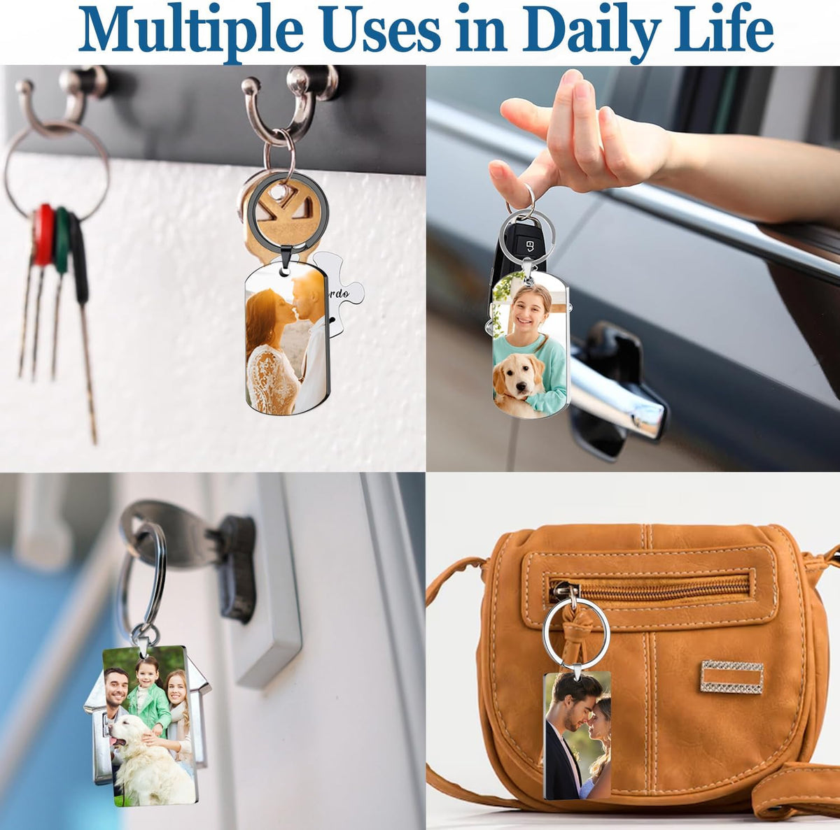 Custom Keychain with Picture, Personalized Keychain with Engraved Photo/Text, Gifts for Family and
