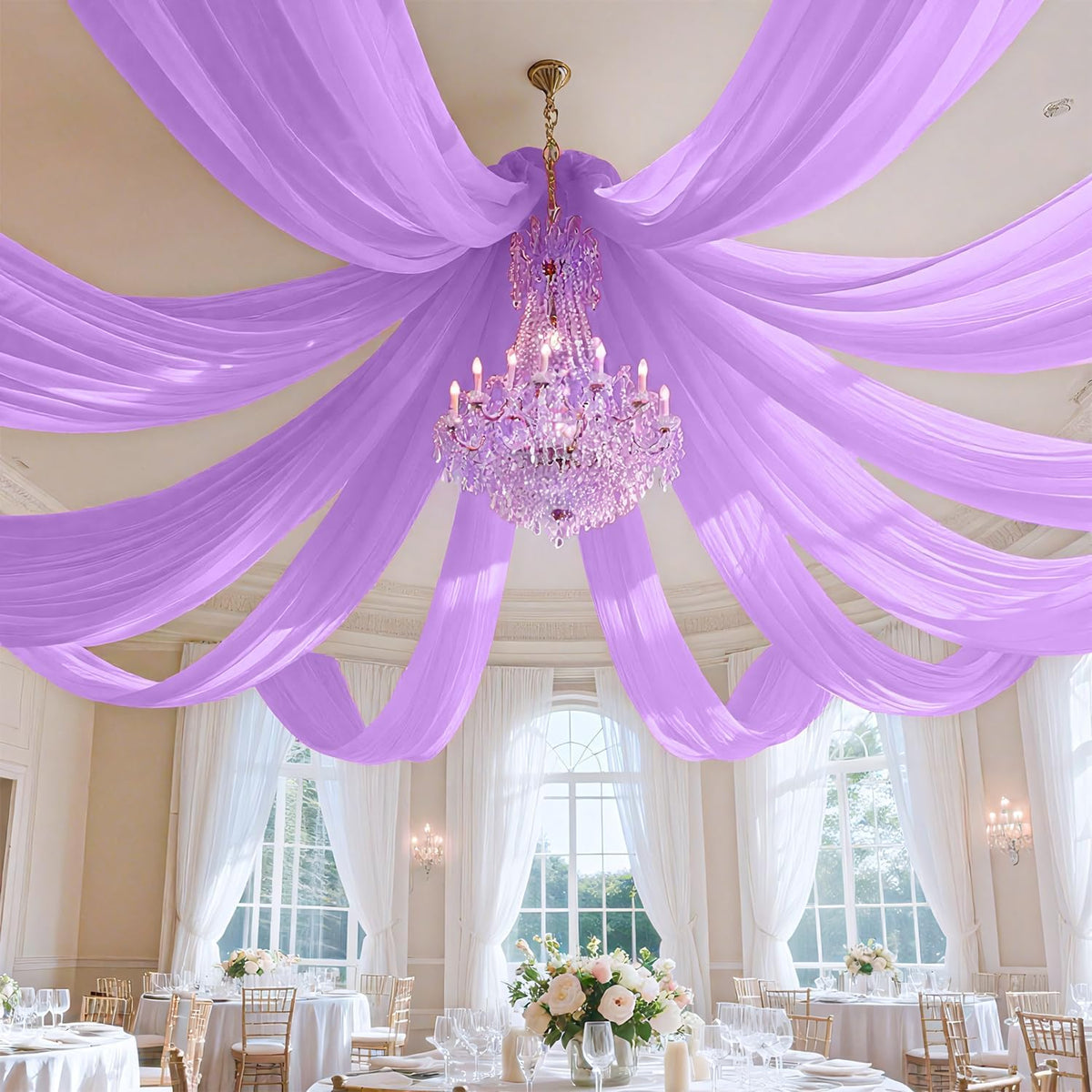 Ceiling Drapes for Weddings Light Purple Draping Fabric for Wedding Arch 5FTx20FT 2Panels Weddings