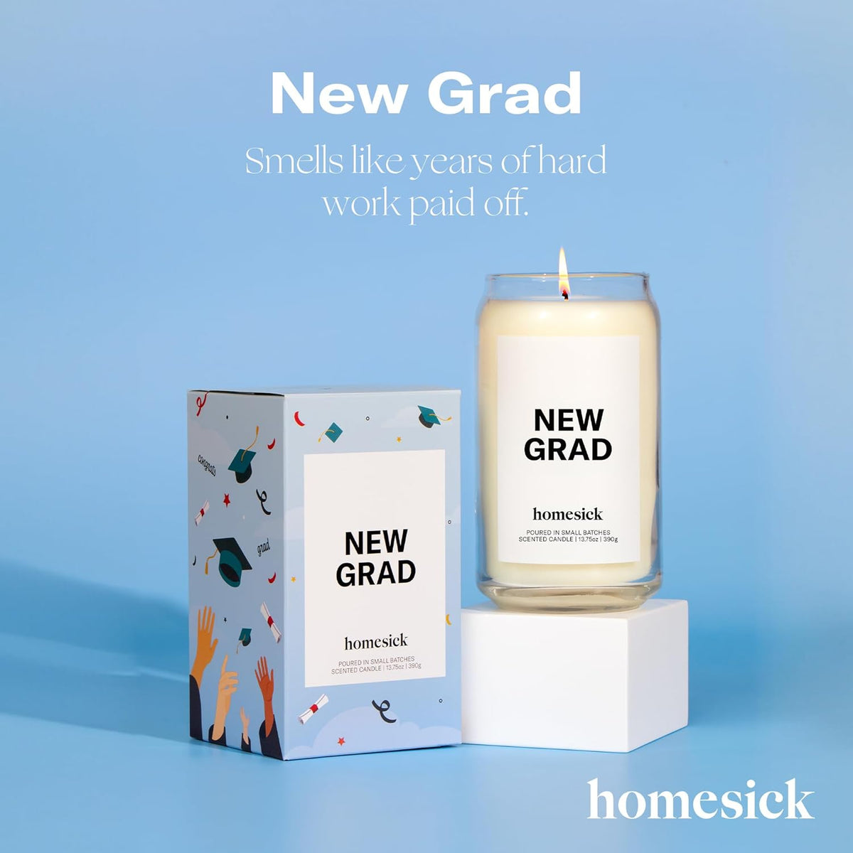 Homesick Scented Candles for Home (New Grad) - 13.75 oz Long-Lasting Soy Wax Jar Candle for Women &