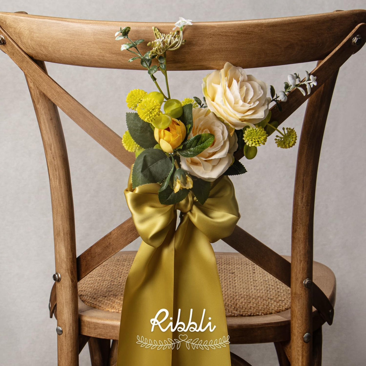 Ribbli Gold Satin Ribbon 4 Inch Wide Gold Ribbon for Wedding Chair Sash Grand Opening Ceremony Big