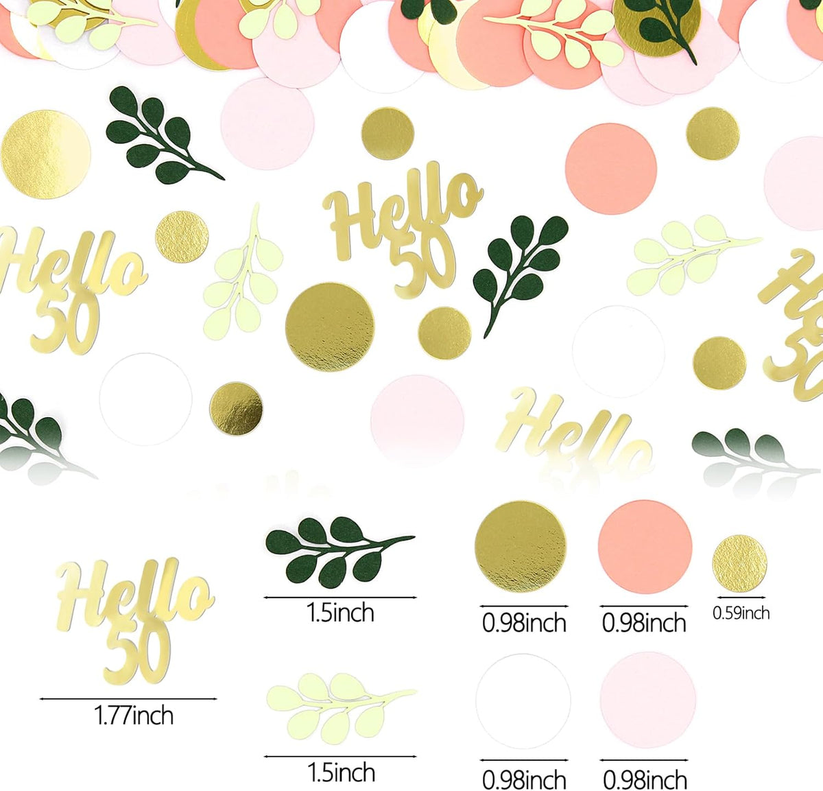 300PC 50TH Birthday Confetti for Table Pink and Sage Green Happy 50TH Birthday Decorations for