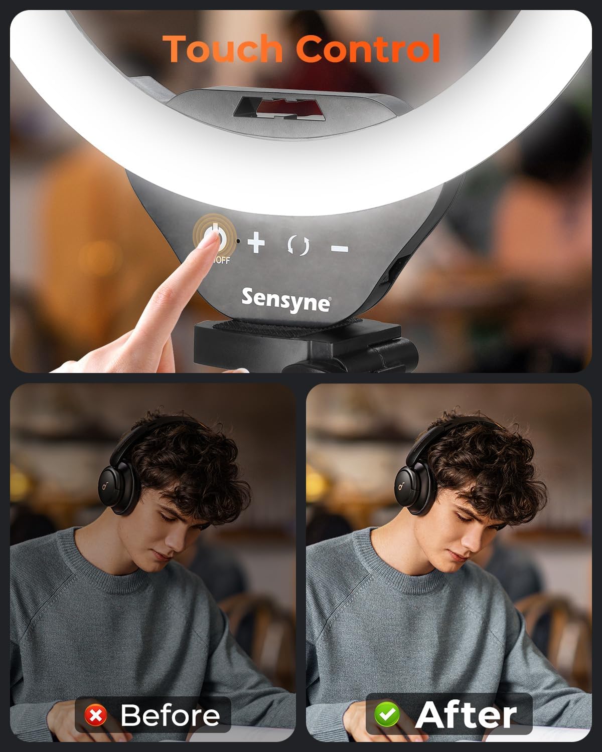 Sensyne 10'' Ring Light with 50'' Extendable Tripod Stand, LED Circle Lights with Phone Holder for