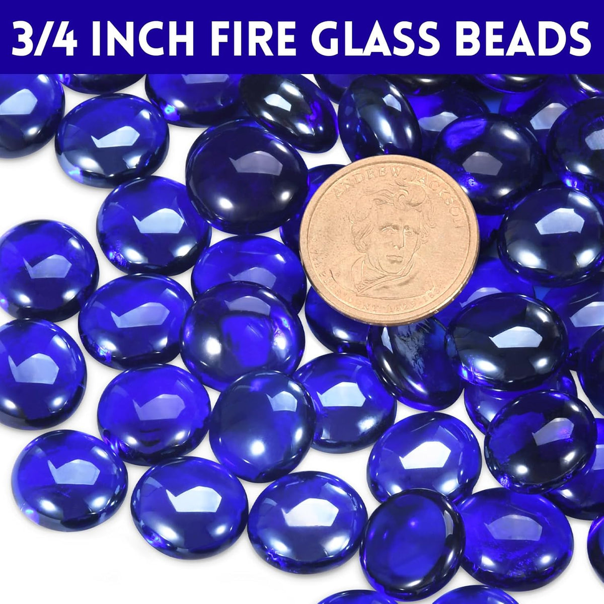 Fire Pit Glass, Cobalt Blue Firepit Rocks for Propane Firepit, Fireplace and Outdoor Decorative