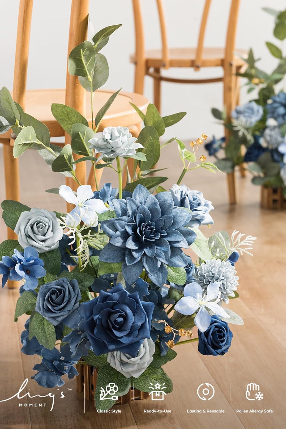 Ling's Moment 17.5" Tall Standing Artificial Flowers Arrangements 4pcs Fall Wedding Aisle Runner